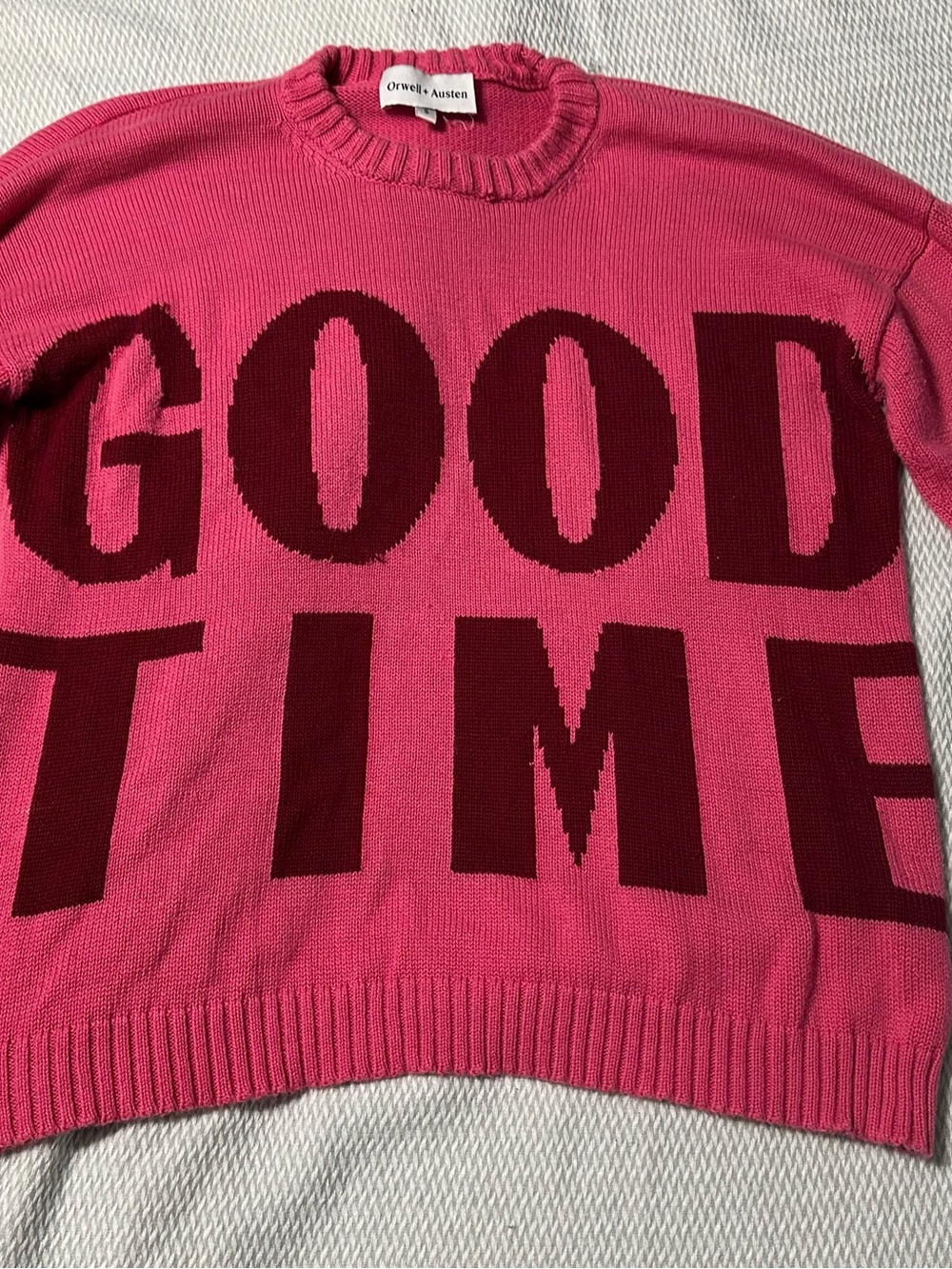 Pink 'GOOD TIME' Graphic Crewneck Sweater